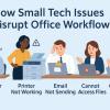 Office workers experiencing workflow disruptions caused by small tech issues