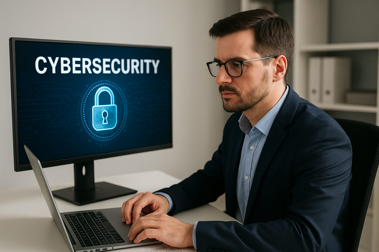 Cybersecurity professional monitoring network protection for New Jersey businesses in 2025