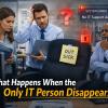 Office employees in a New Jersey business dealing with a system outage after the only IT person is unavailable